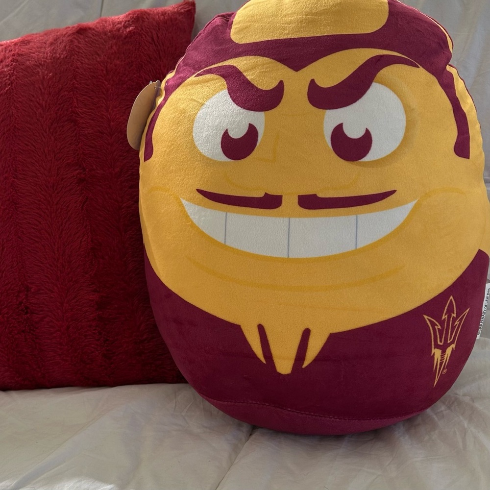 Arizona State University ASU Sun Devil Sparky Mascot Plush Pillow NWT Bed Party!